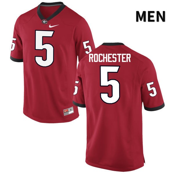 Georgia Bulldogs Men's Julian Rochester #5 Red Stitched College UGA Football Jersey 23BO011UY